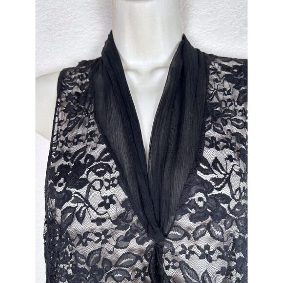 VTG Weston Wear M black tiered lace chiffon collar & ruffle whimsigoth coquette - Picture 2 of 5